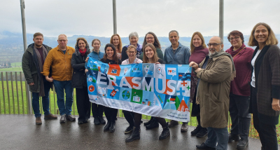 picture of partners with Erasmus+  banner in Schlierbach, Austria