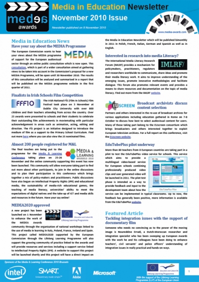 November issue of Media in Education Newsletter