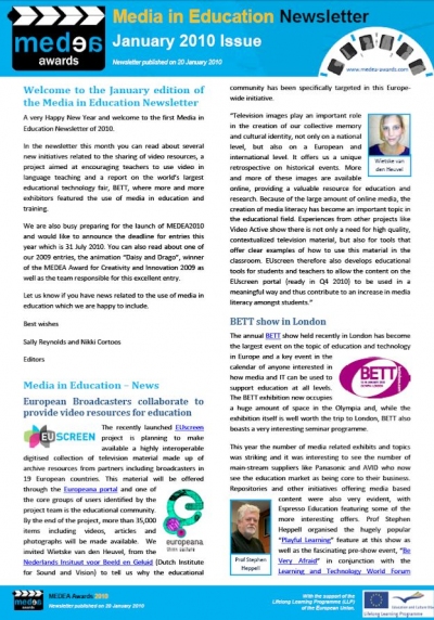 Cover of MiE newsletter
