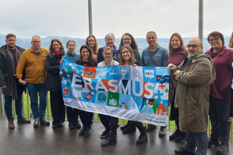 picture of partners with Erasmus+  banner in Schlierbach, Austria
