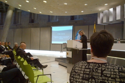 Minister Hilder Crevits addresses the Grensverleggers conference