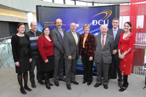 Minister for Education Ruairi Quinn with DCU Staff and invited guests at launch